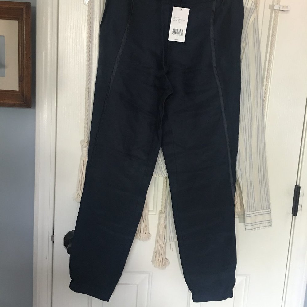 NWT Vince Kids Navy Blue Back Linen Blend Elastic Waist Jogger XL